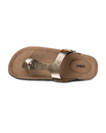 totes Ladies PU Buckle Toe Post Sandals