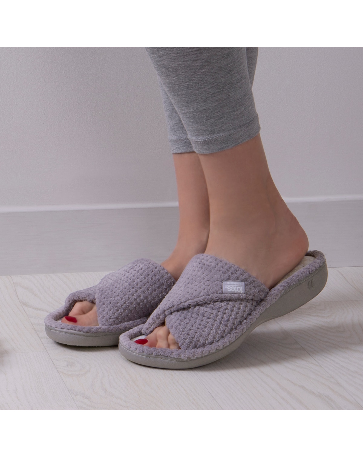 totes Ladies Popcorn Turnover Open Toe - Pale Grey