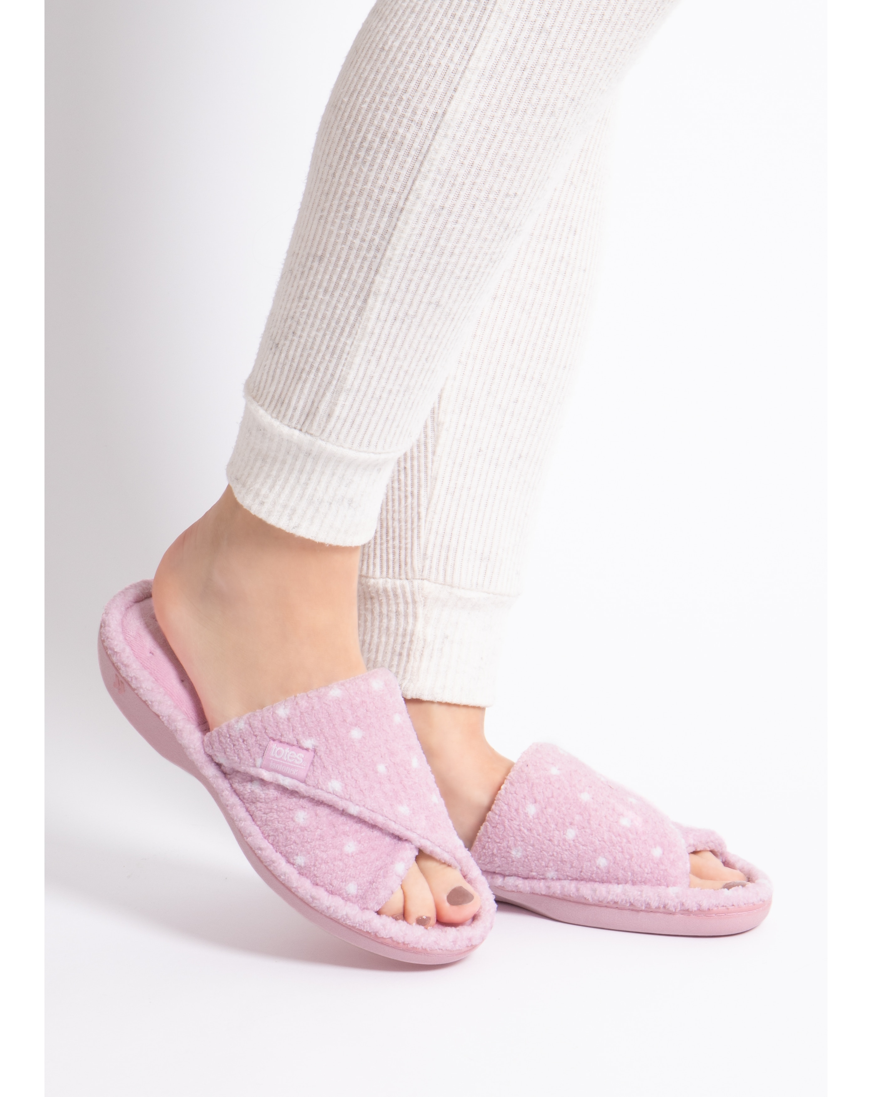 totes Ladies Popcorn Turnover Open Toe - Pink Spot