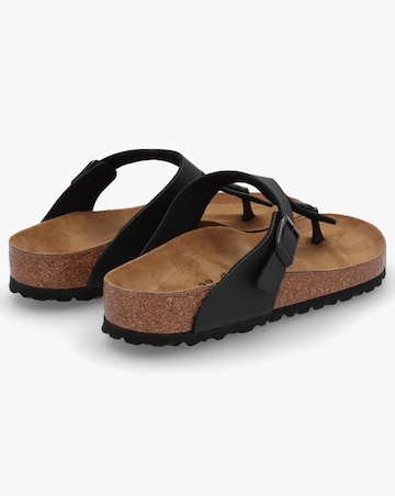 Birkenstock Gizeh Birko Flor Black Toe Post Sandals Standard Fit