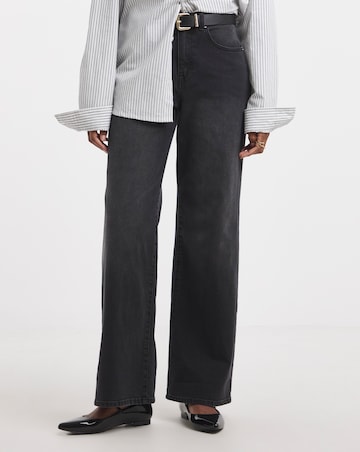 Washed Black Authentic Wide Leg Jeans