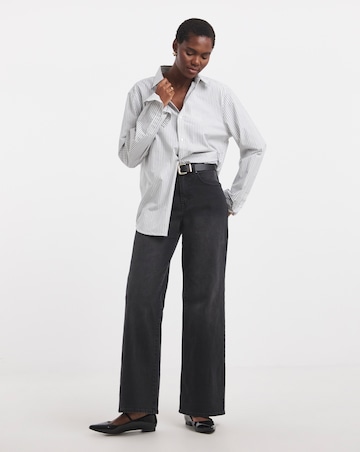 Washed Black Authentic Wide Leg Jeans