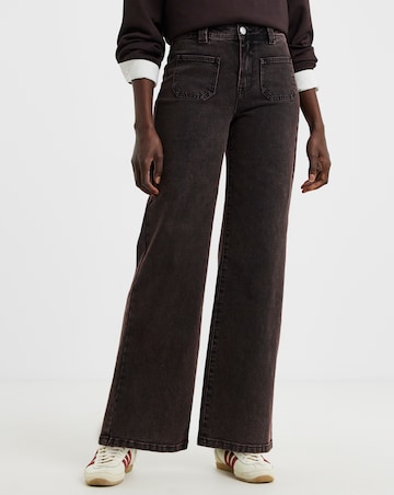 Chocolate Pocket Front Wide Leg Jean