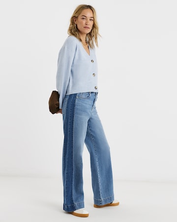 Mid Blue Authentic Side Stripe Wide Leg Jeans