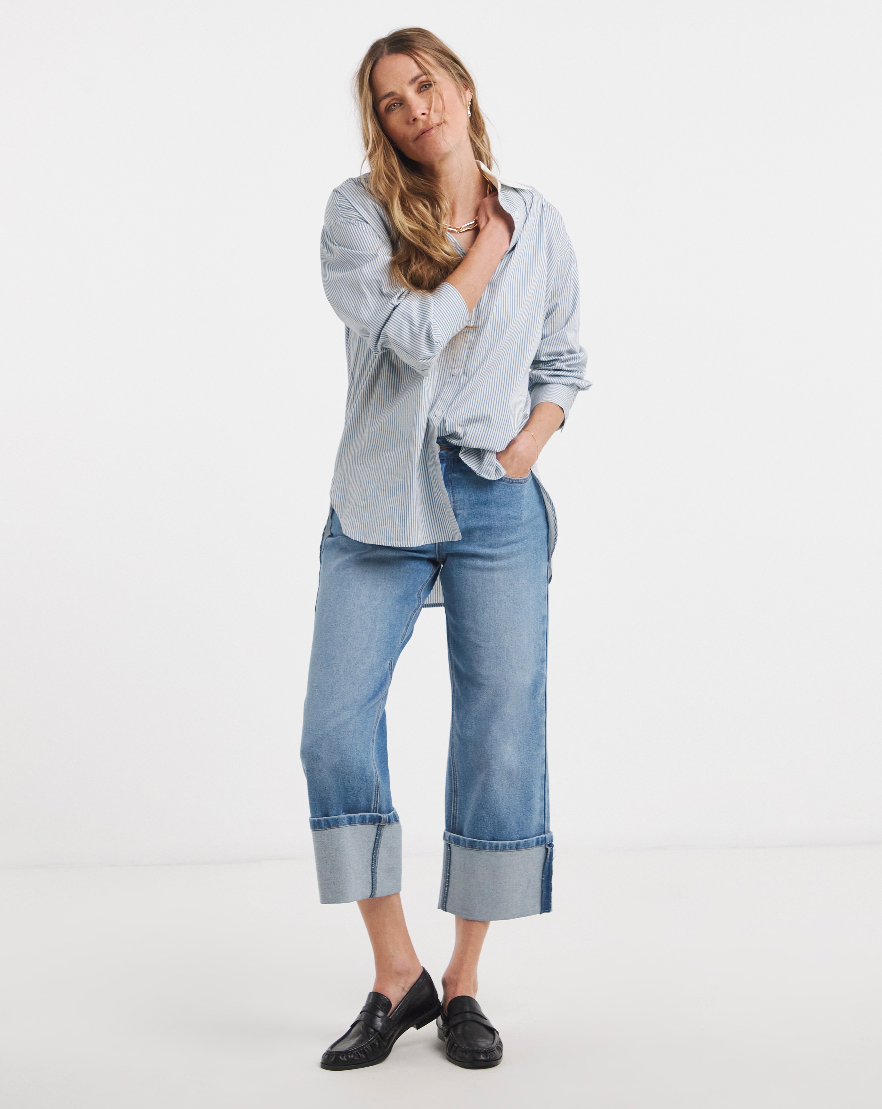 Straight Crop Turn Up Jean