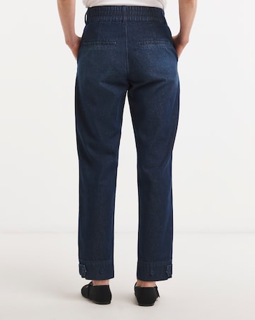 Indigo Elasticated Tapered Jeans with Adjustable Hem