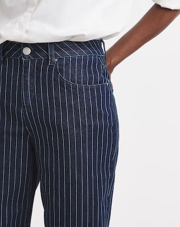 Indigo Stripe Straight Crop Jeans