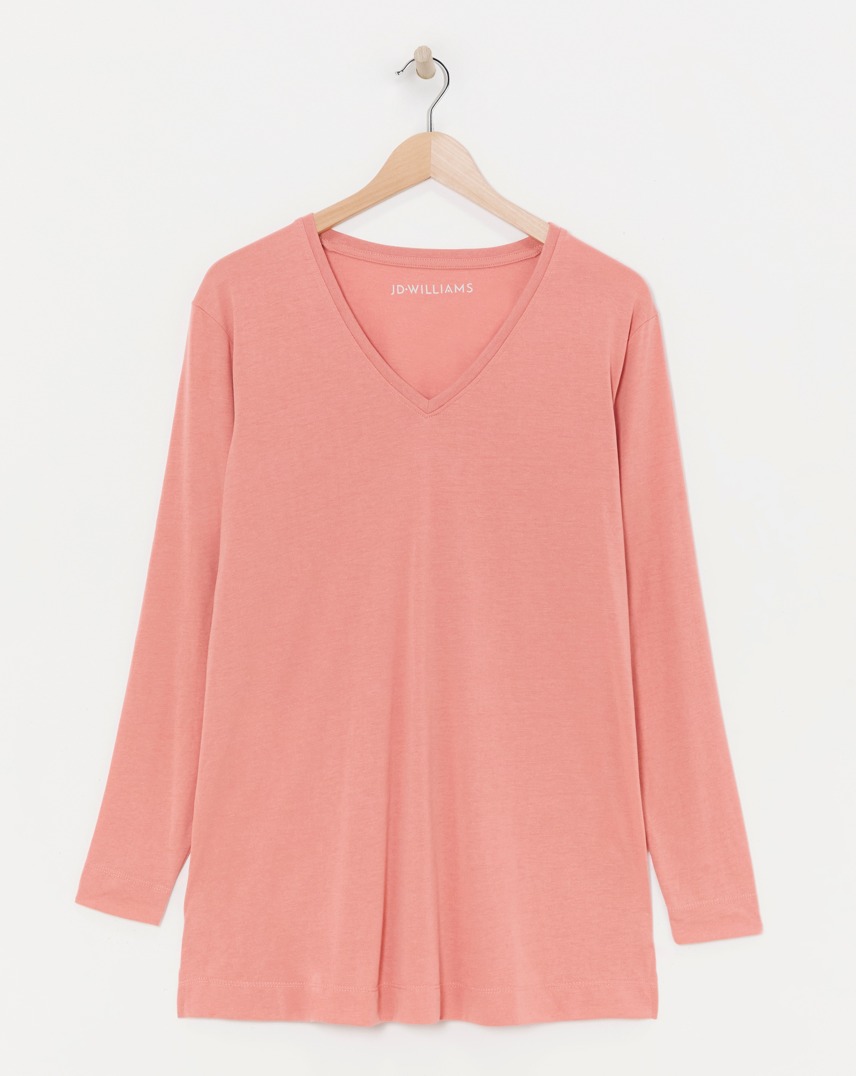 V-Neck Split Hem Long Sleeve T-Shirt
