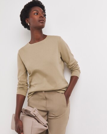 Camel Crew Neck Long Sleeve T-Shirt