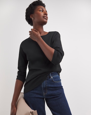 Pure Cotton Black Crew Neck Long Sleeve T-Shirt