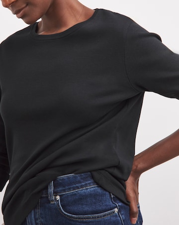 Pure Cotton Black Crew Neck Long Sleeve T-Shirt