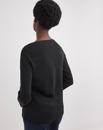 Pure Cotton Black Crew Neck Long Sleeve T-Shirt