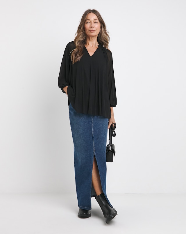 V Neck Mesh Blouse