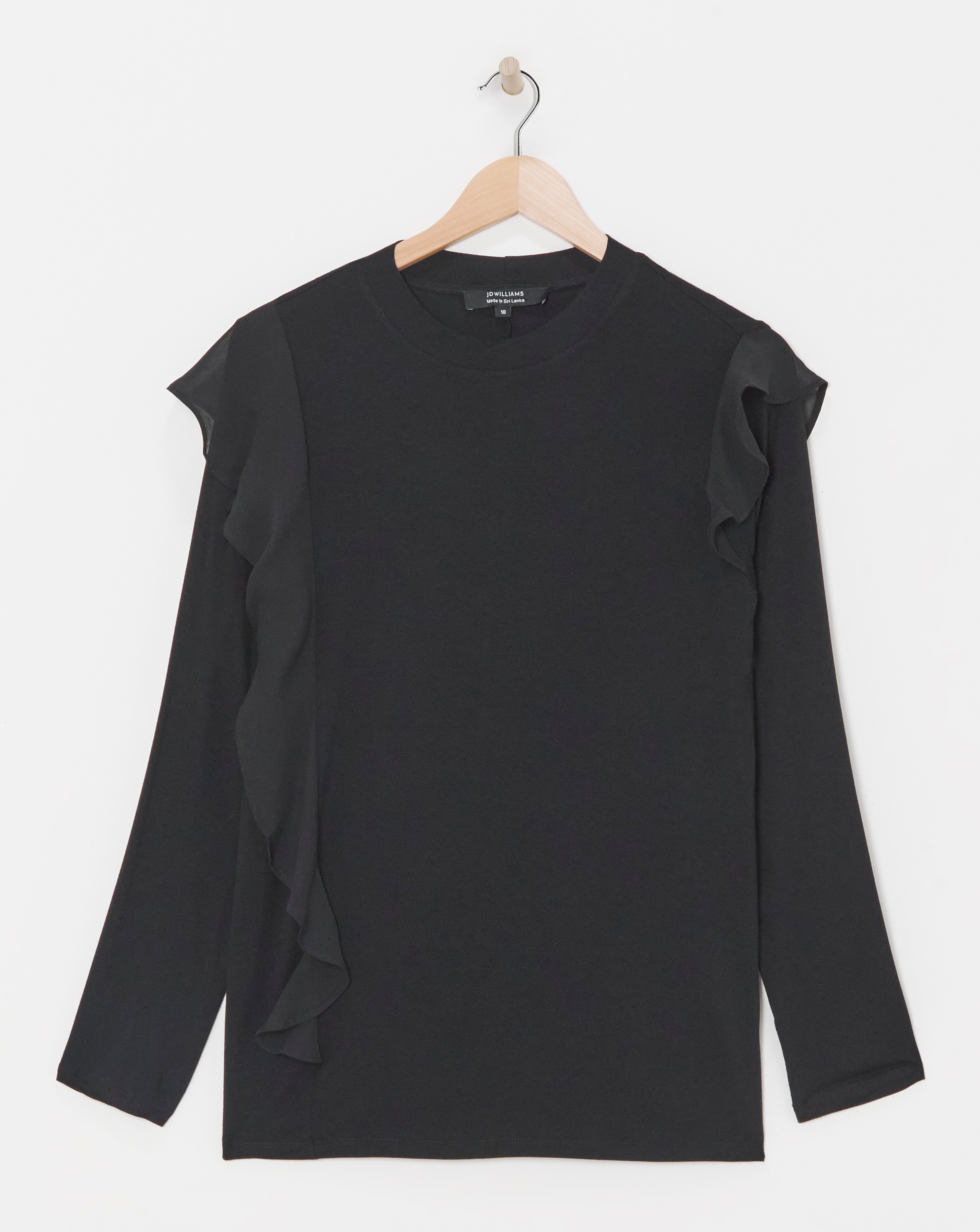 Crew Neck Chiffon Frill T-Shirt