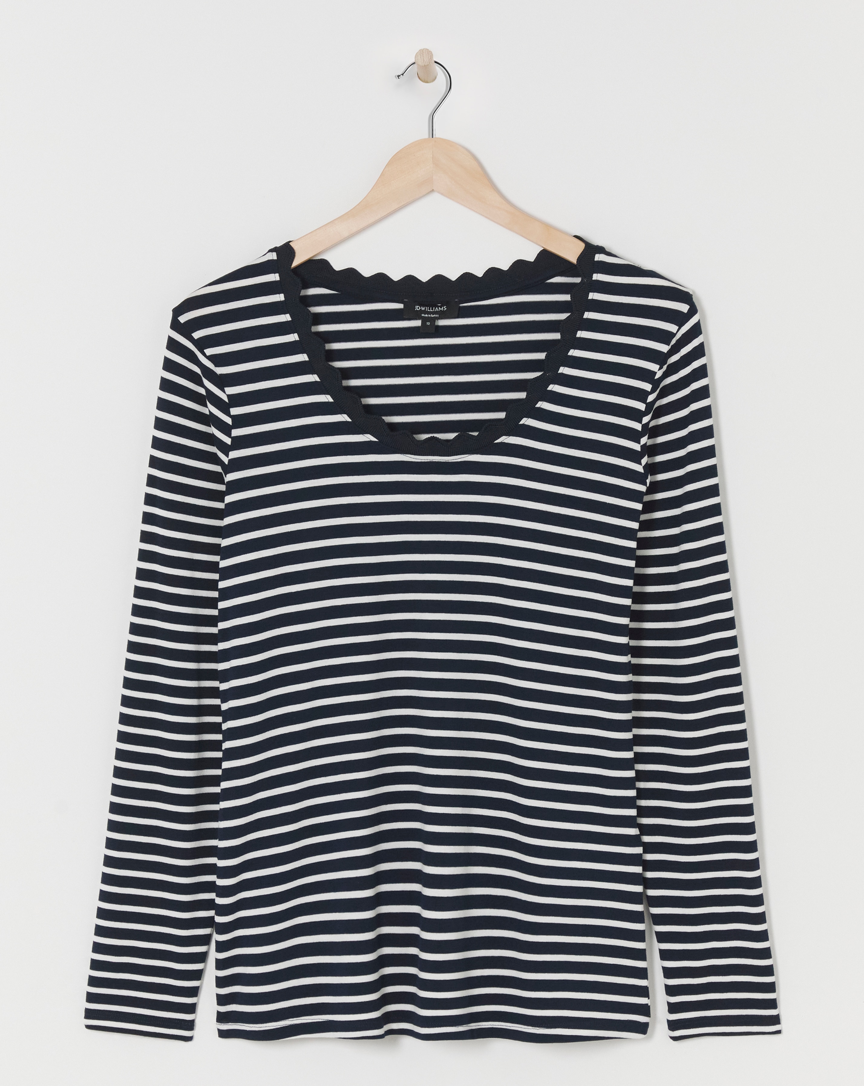 Scallop Neck Long Sleeve Top