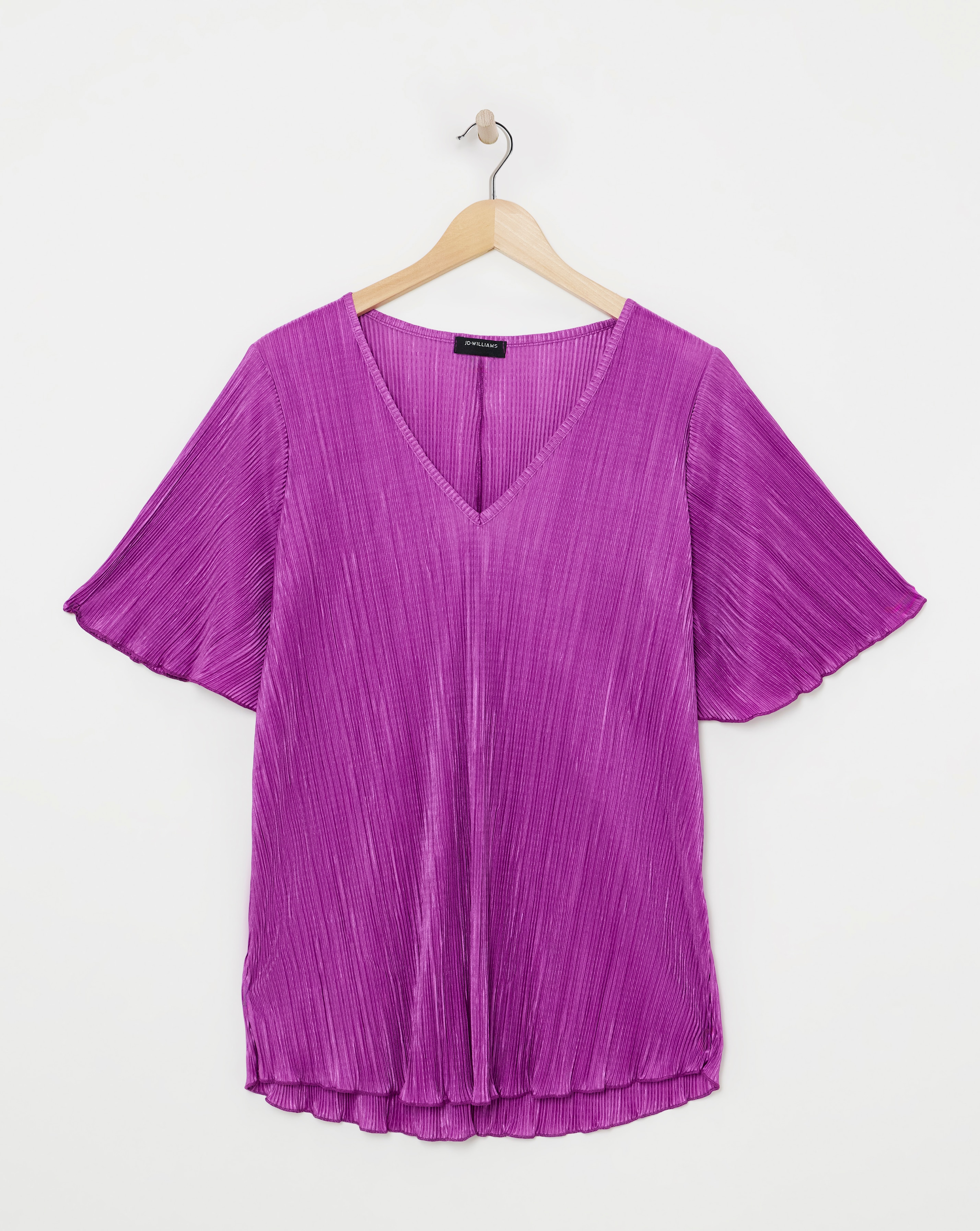 V Neck Plisse Longline Top