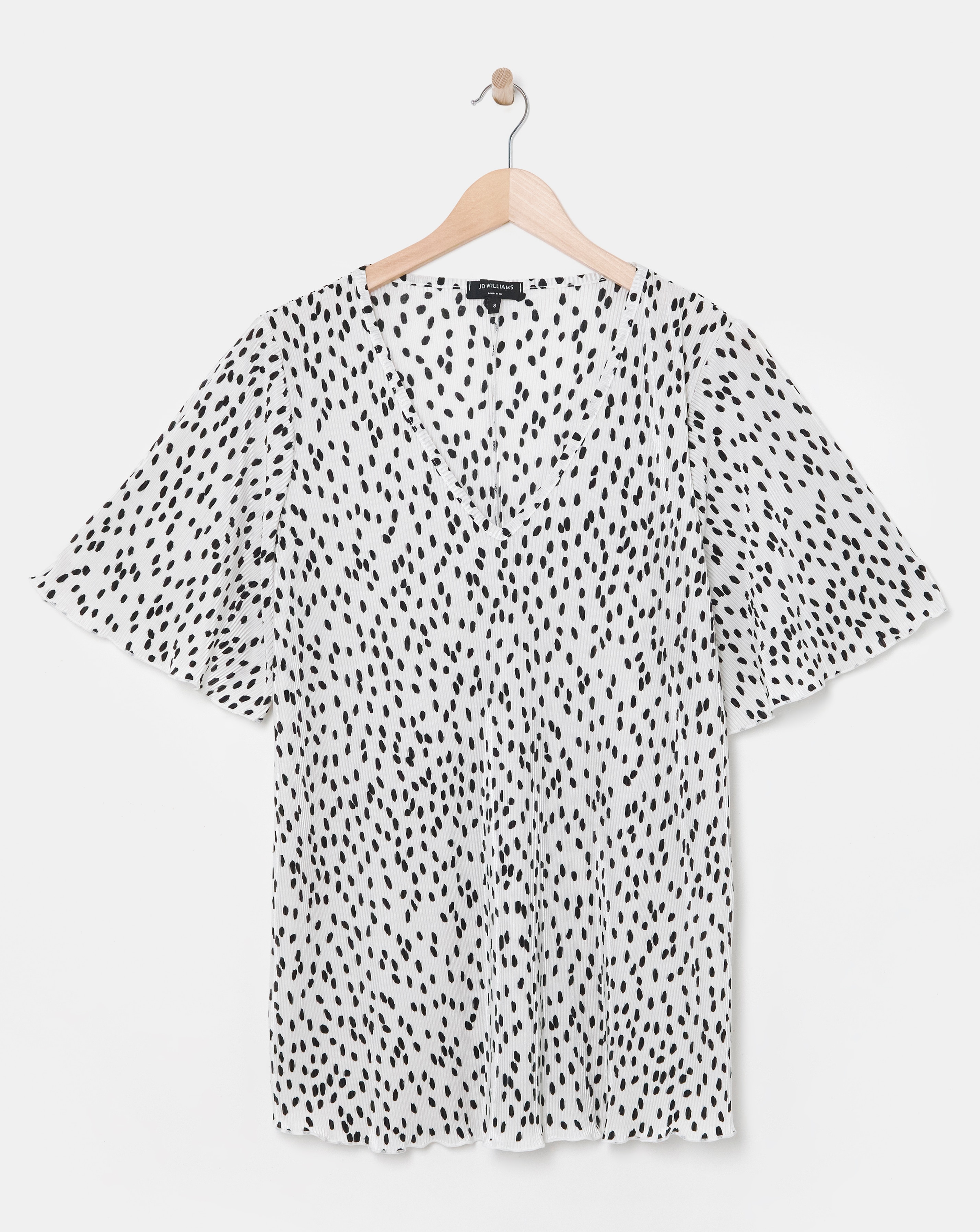 V Neck Plisse Longline Top