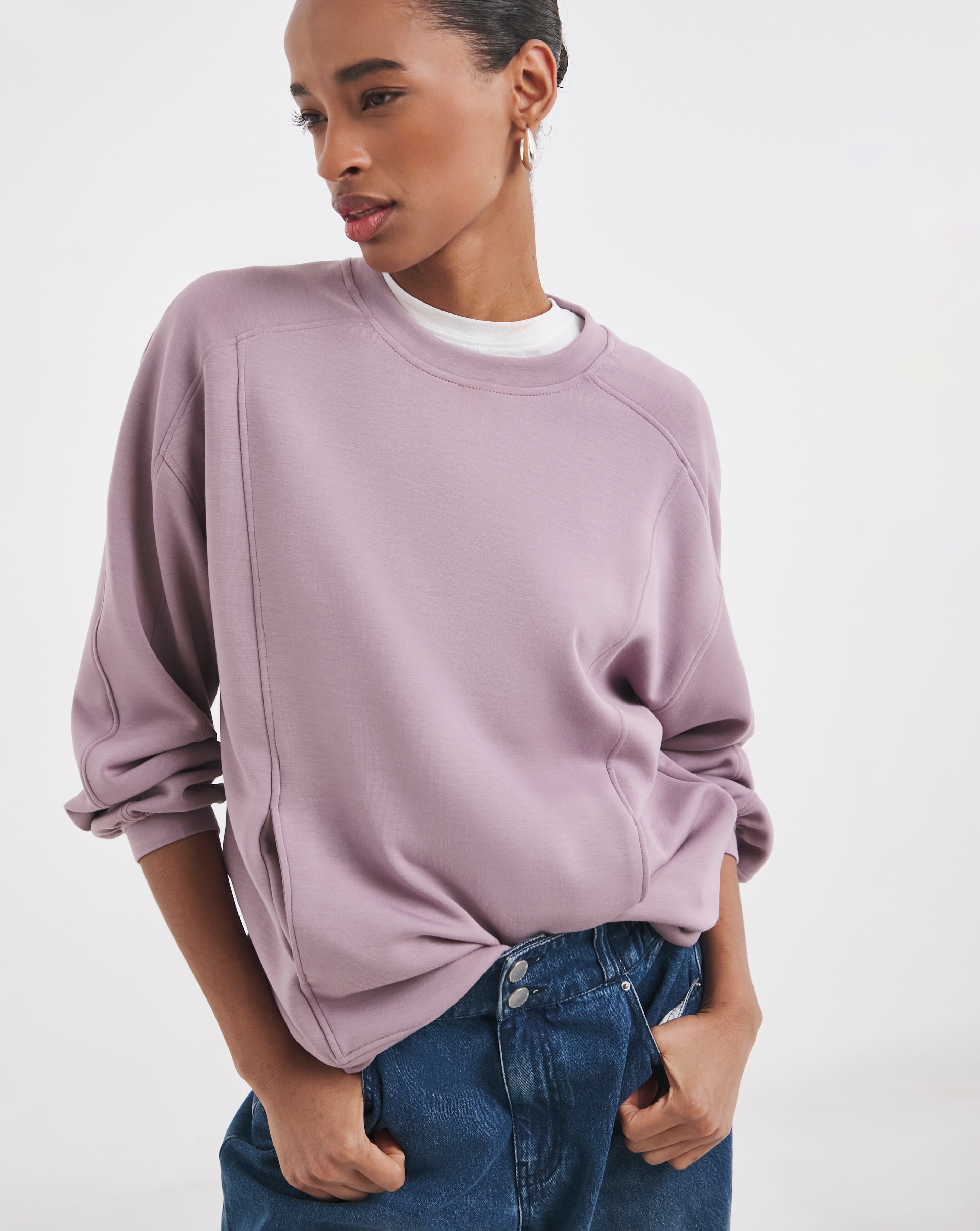 Crew Neck Seam Detail Sweatshirt