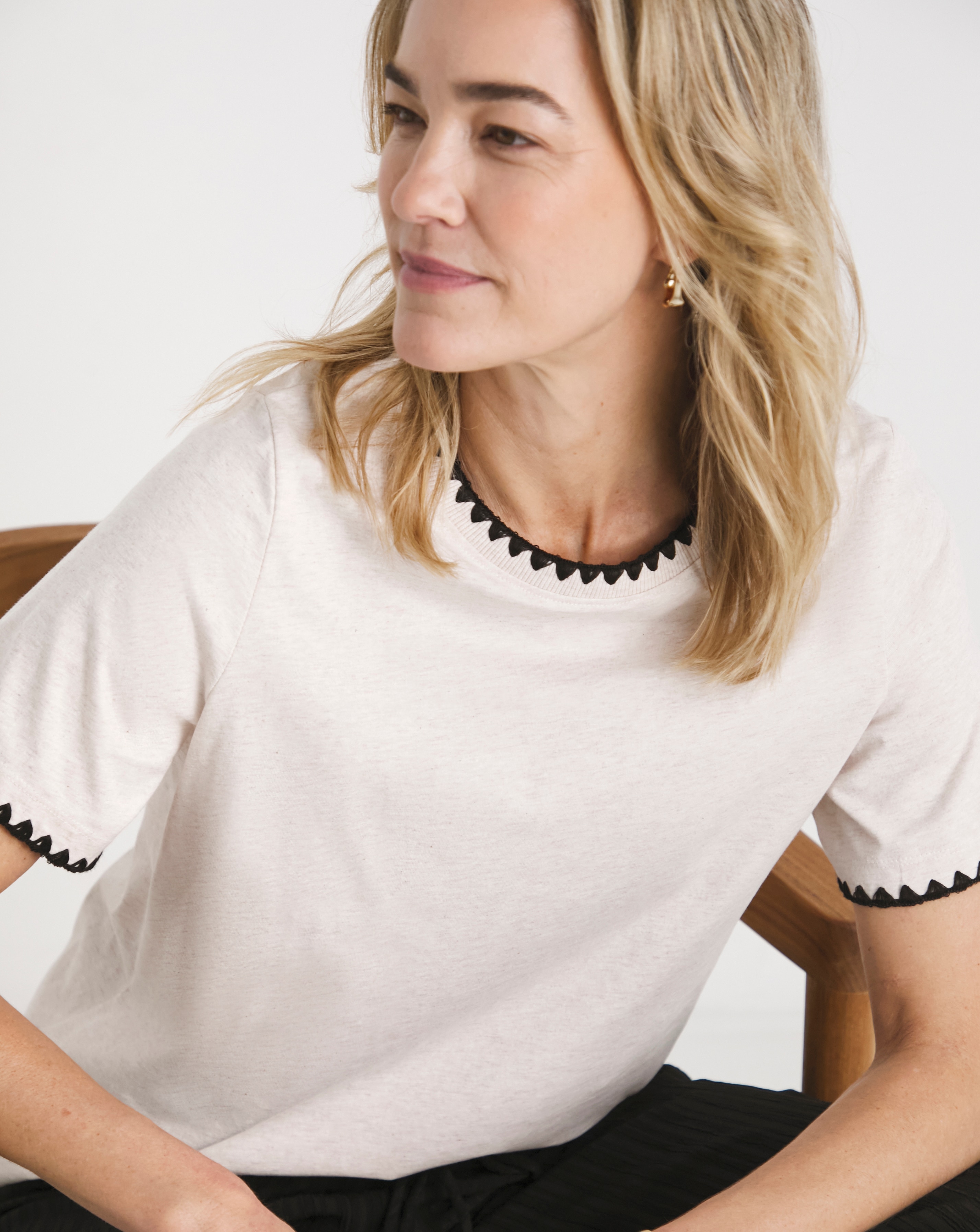 Crew Neck Stitch Detail T-Shirt