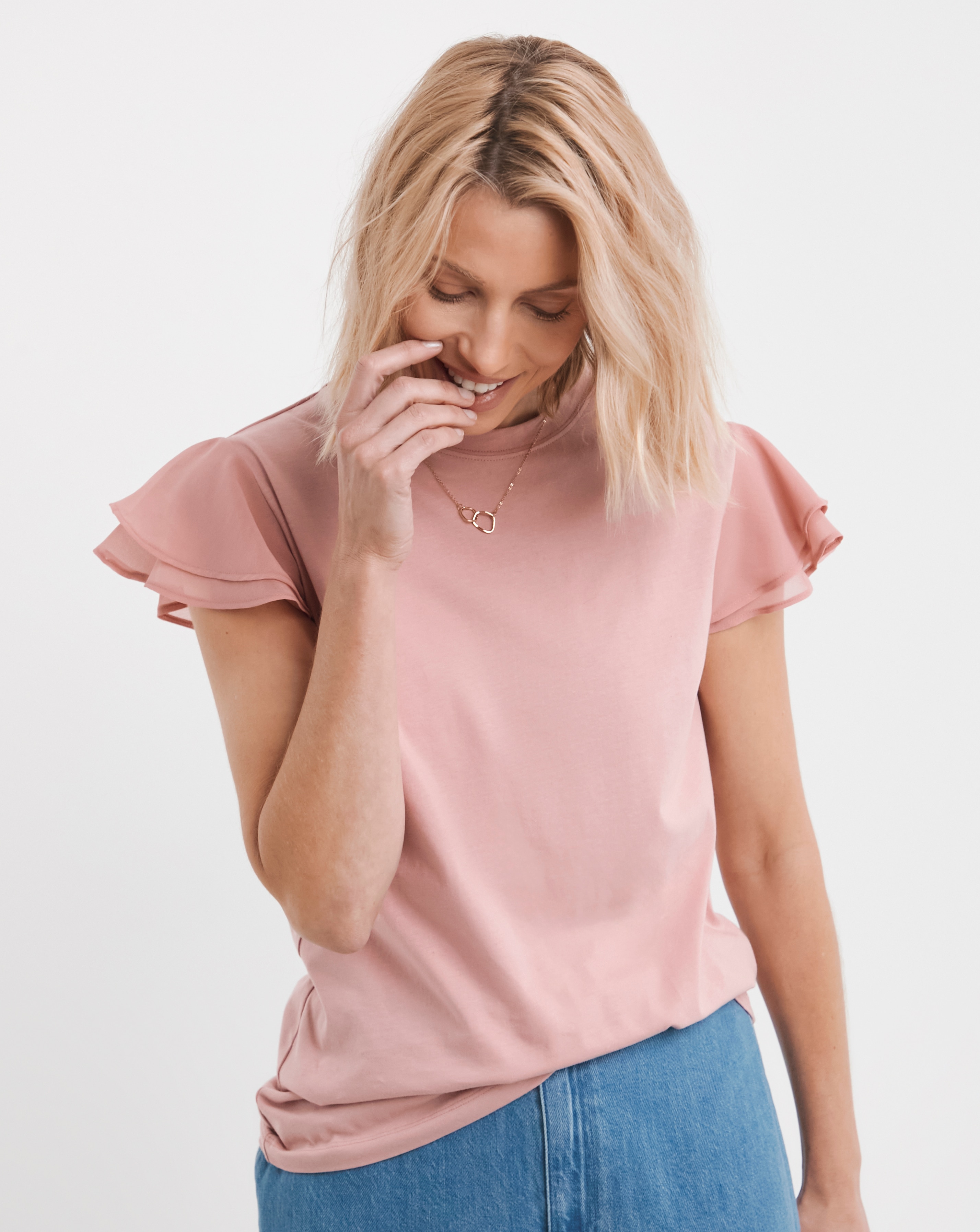 Chiffon Double Frill Top