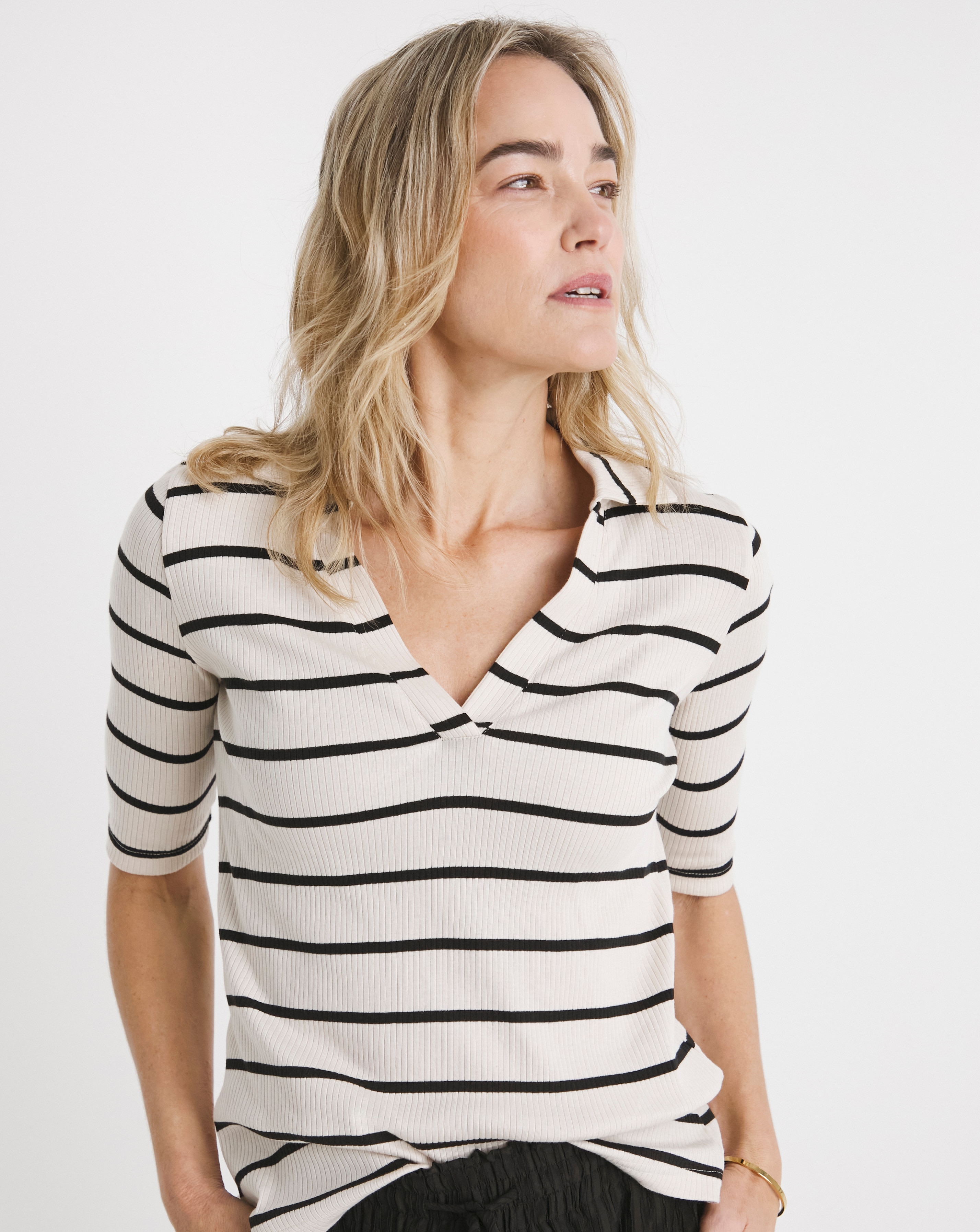 Collared Stripe Top