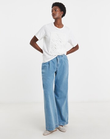 White Crochet Placement T-shirt