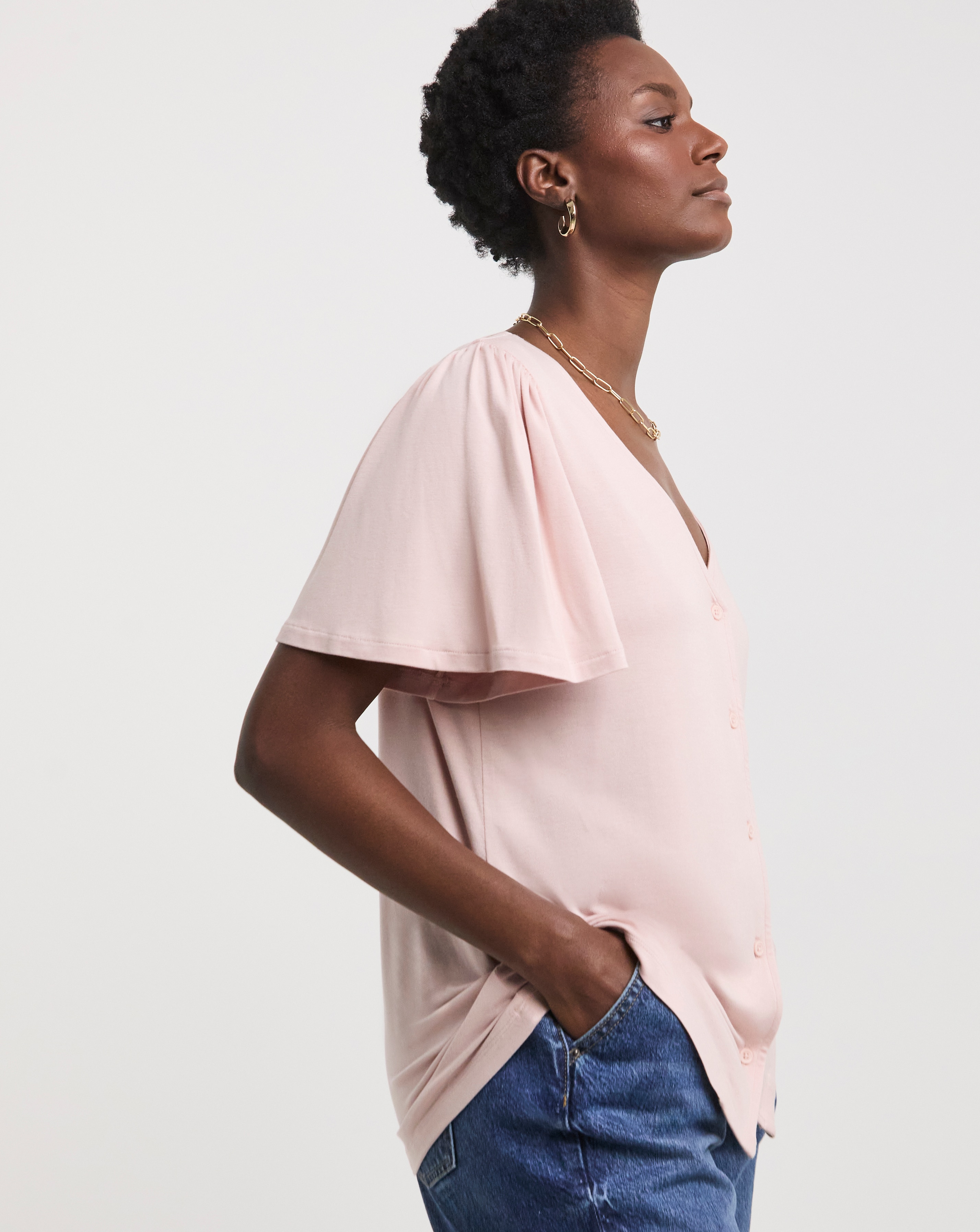 Blush Angel Sleeve Top