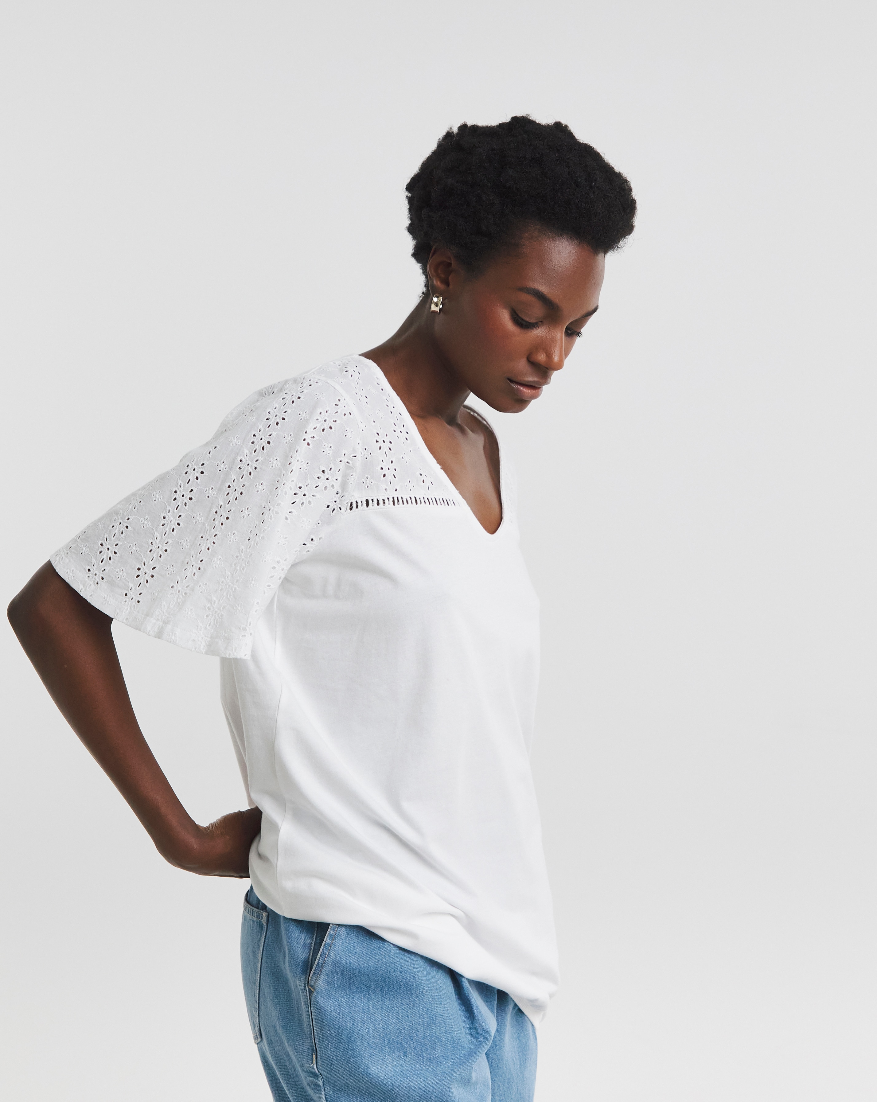 Broderie Bubble Hem Top