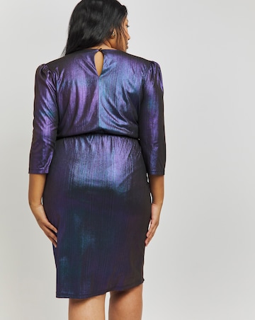 Lovedrobe Blue Metallic Midi Dress