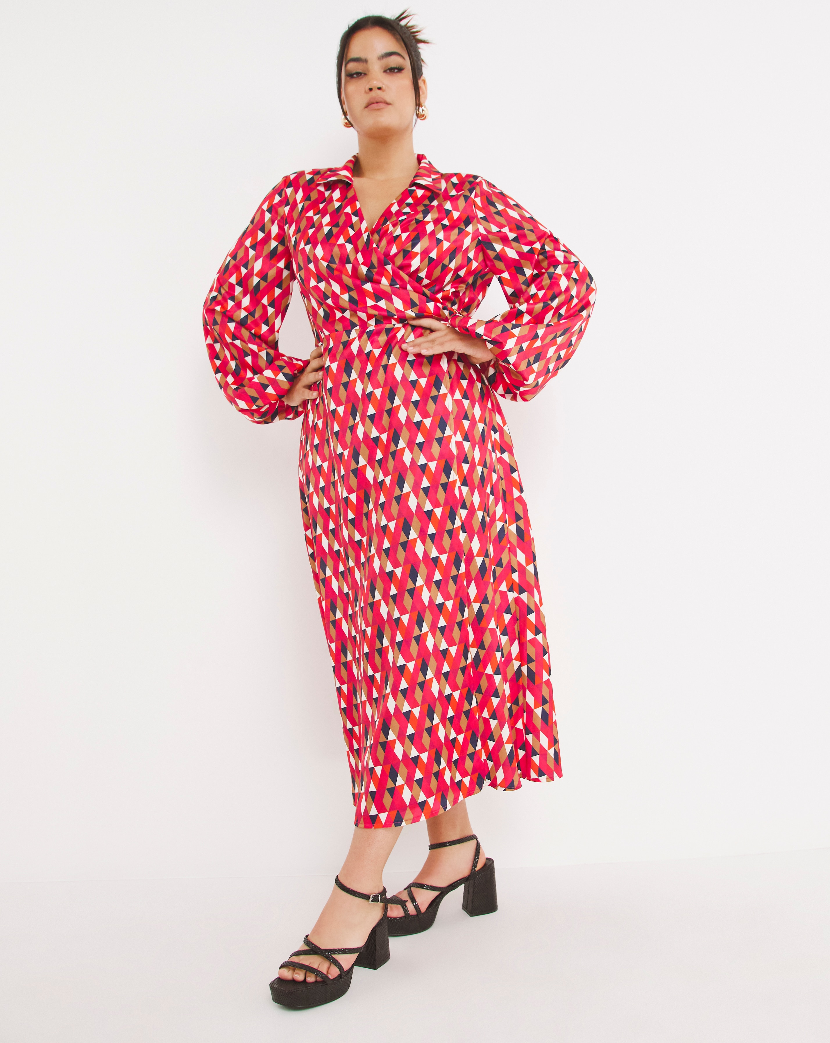 Little Mistress Geometric Wrap Dress