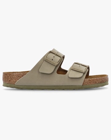 Birkenstock Arizona Birko-Flor Faded Khaki Two Bar Mules Standard Width