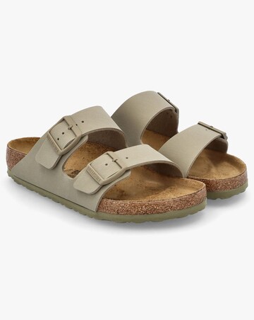 Birkenstock Arizona Birko-Flor Faded Khaki Two Bar Mules Standard Width