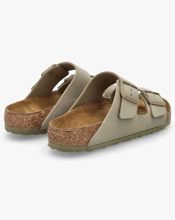 Birkenstock Arizona Birko-Flor Faded Khaki Two Bar Mules Standard Width