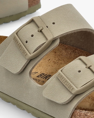 Birkenstock Arizona Birko-Flor Faded Khaki Two Bar Mules Standard Width