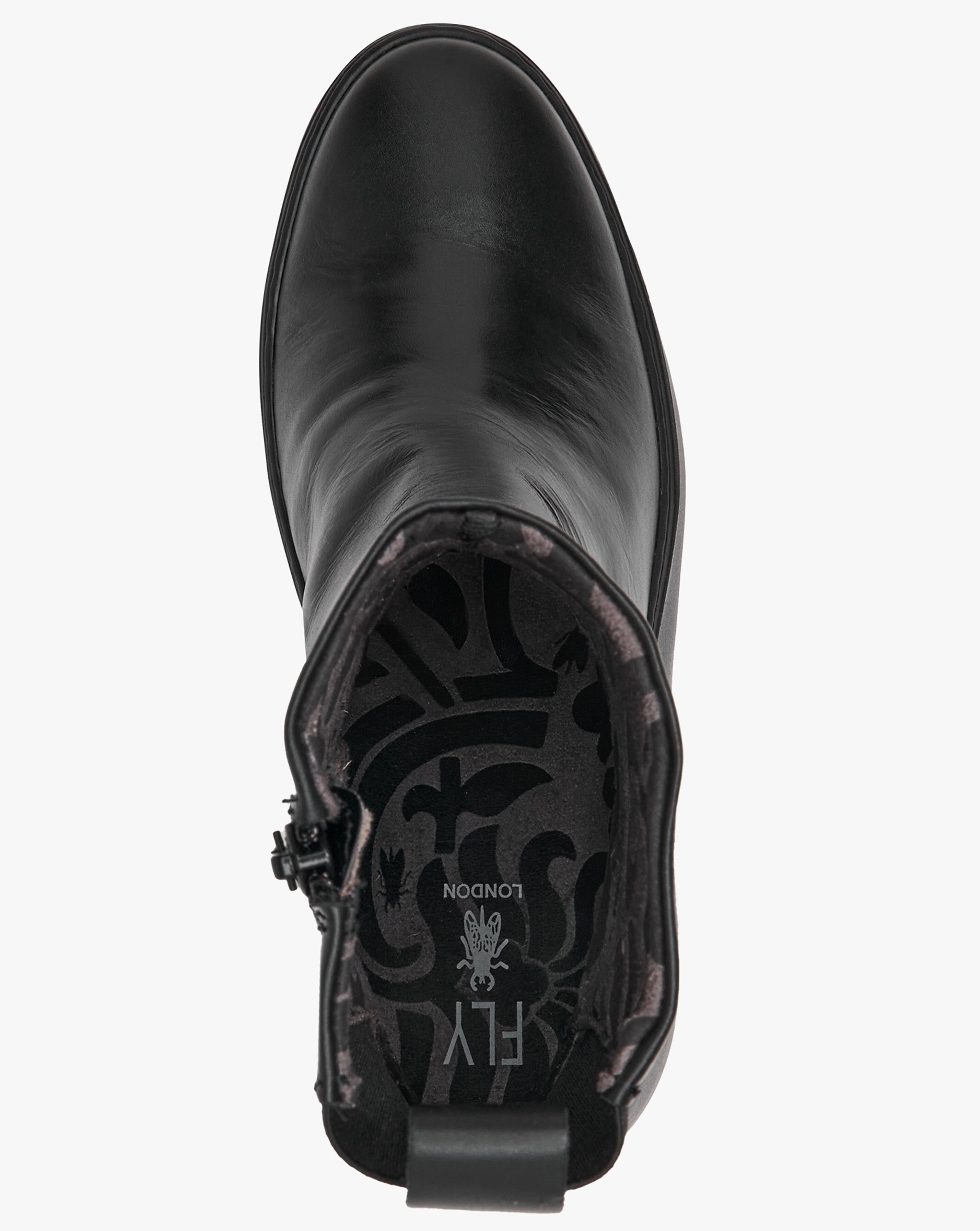Fly London Doxe Black Leather Wedge Boots | JD Williams