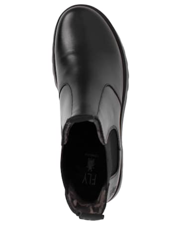 Fly London Medi Black Leather Chunky Chelsea Boots