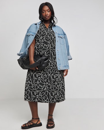 Mono Print Button Through Shirt Dress