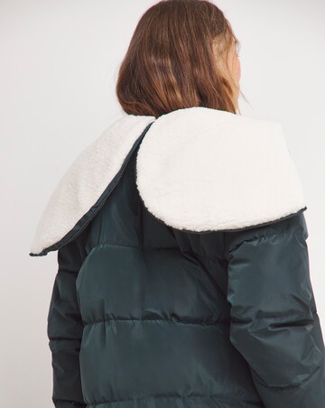 Navy Water Resist Contrast Padded Maxi Coat