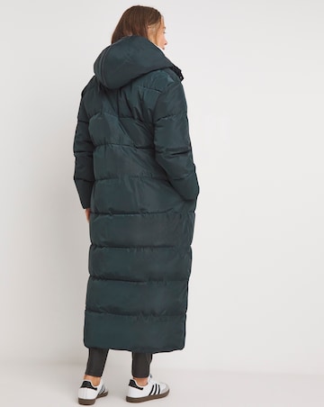 Navy Water Resist Contrast Padded Maxi Coat