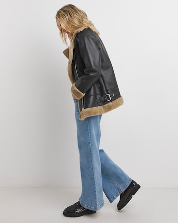 Black Contrast Shearling Jacket