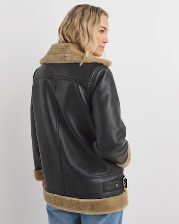 Black Contrast Shearling Jacket