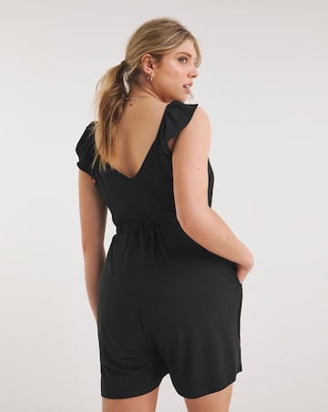 Black Supersoft Frill Playsuit