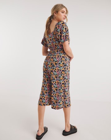 Ditsy Floral Print Supersoft Sweetheart Neck Jumpsuit