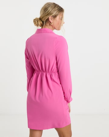 Pink Wrap Skirt Shirt Dress