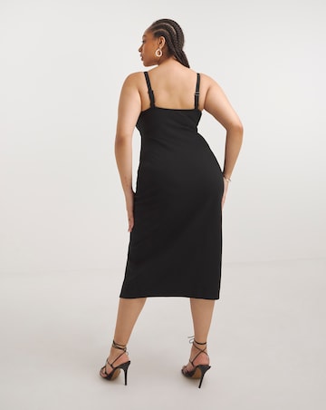 Black Ruched Front Midaxi Dress
