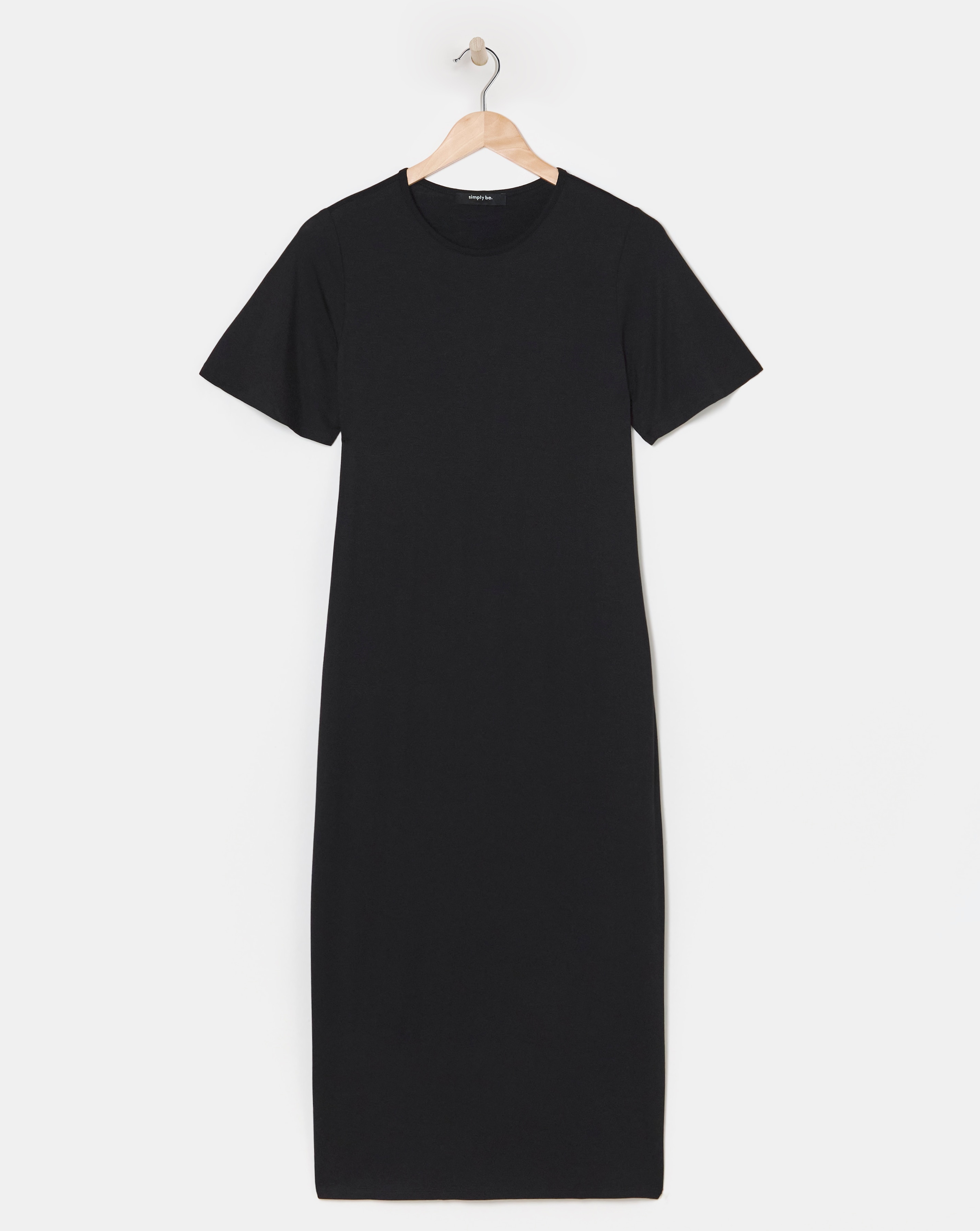 Black Viscose Elastane T-Shirt Dress