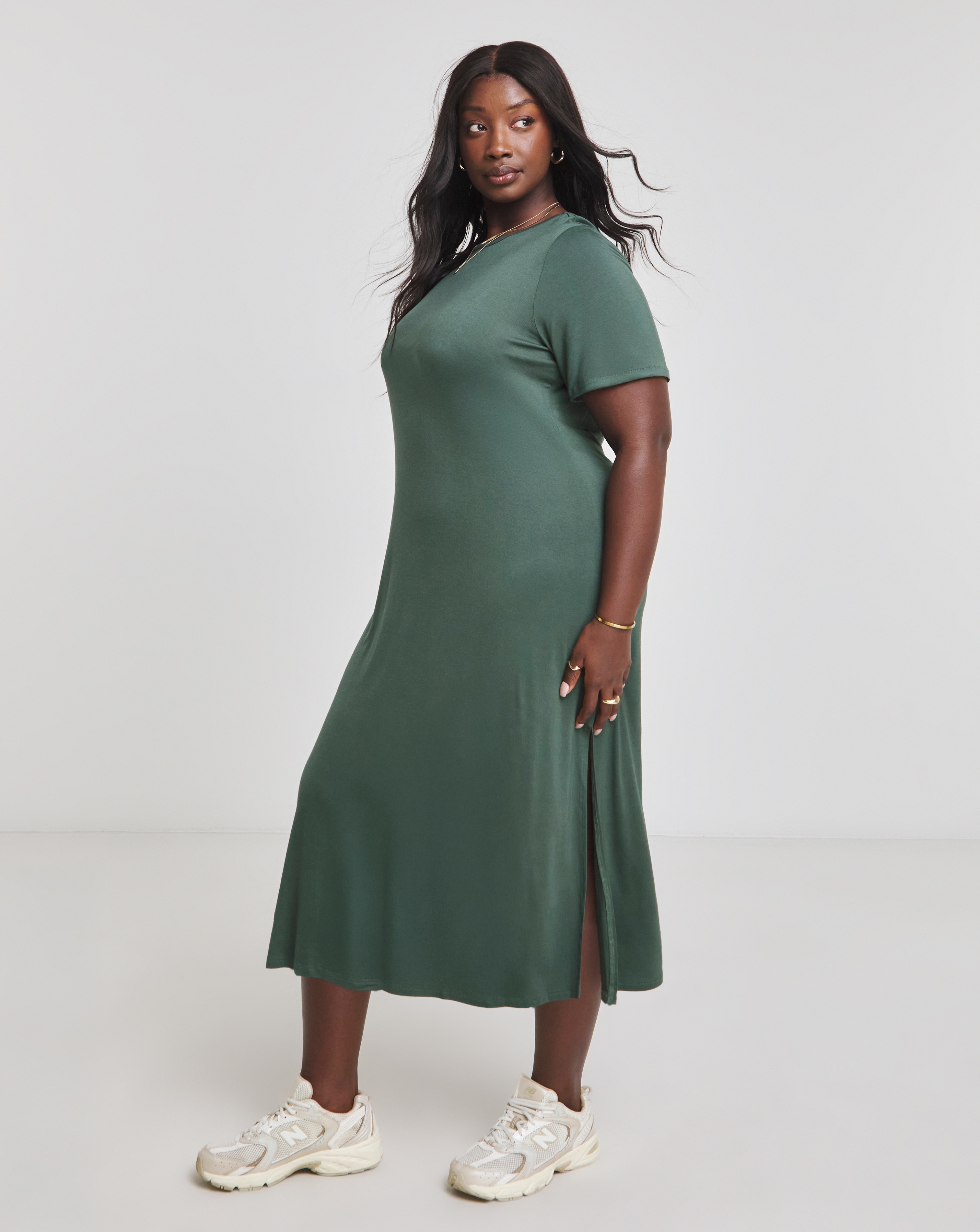 Khaki Midi T-Shirt Dress