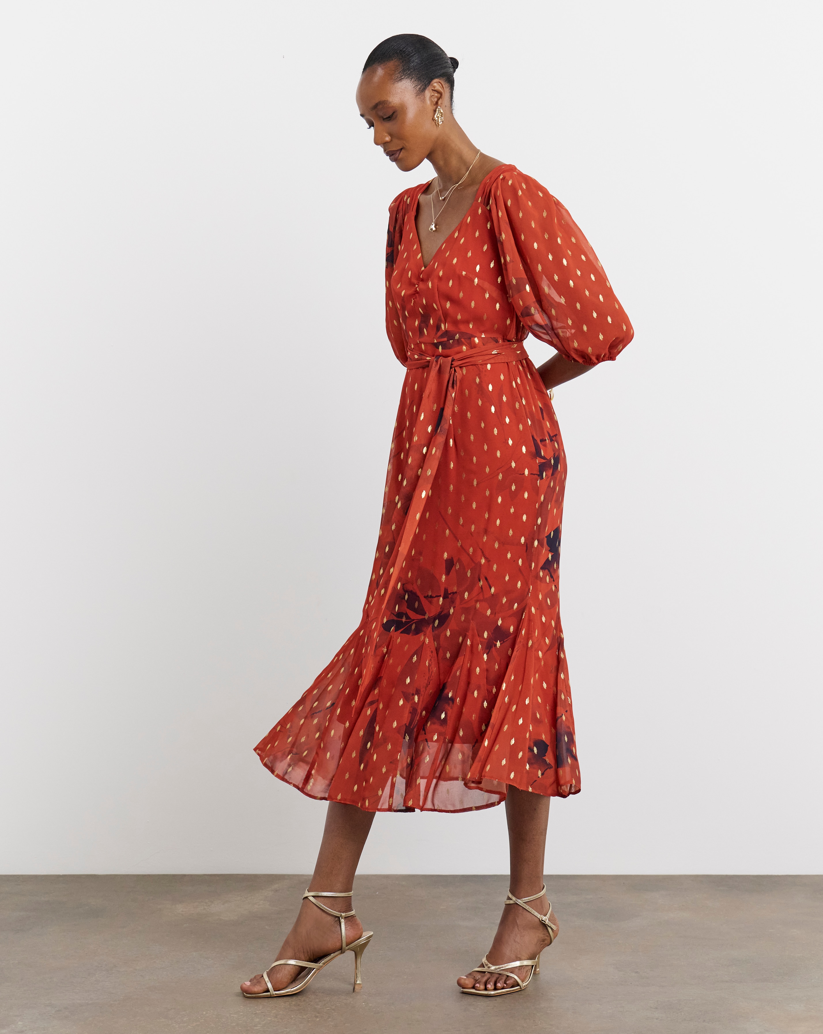 Joanna Hope Metallic Dobby Maxi Dress
