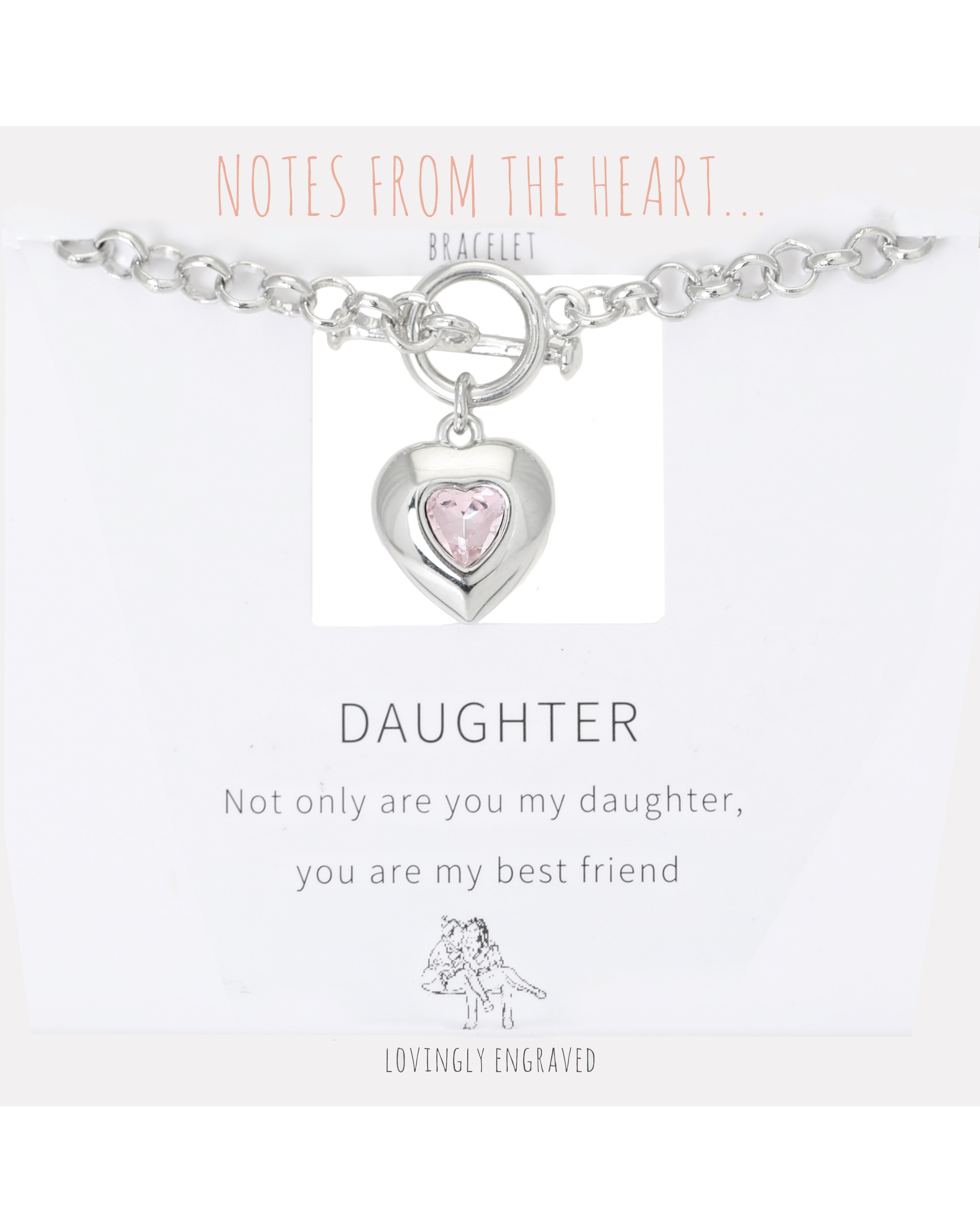 Daughter Heart T Bar Bracelet