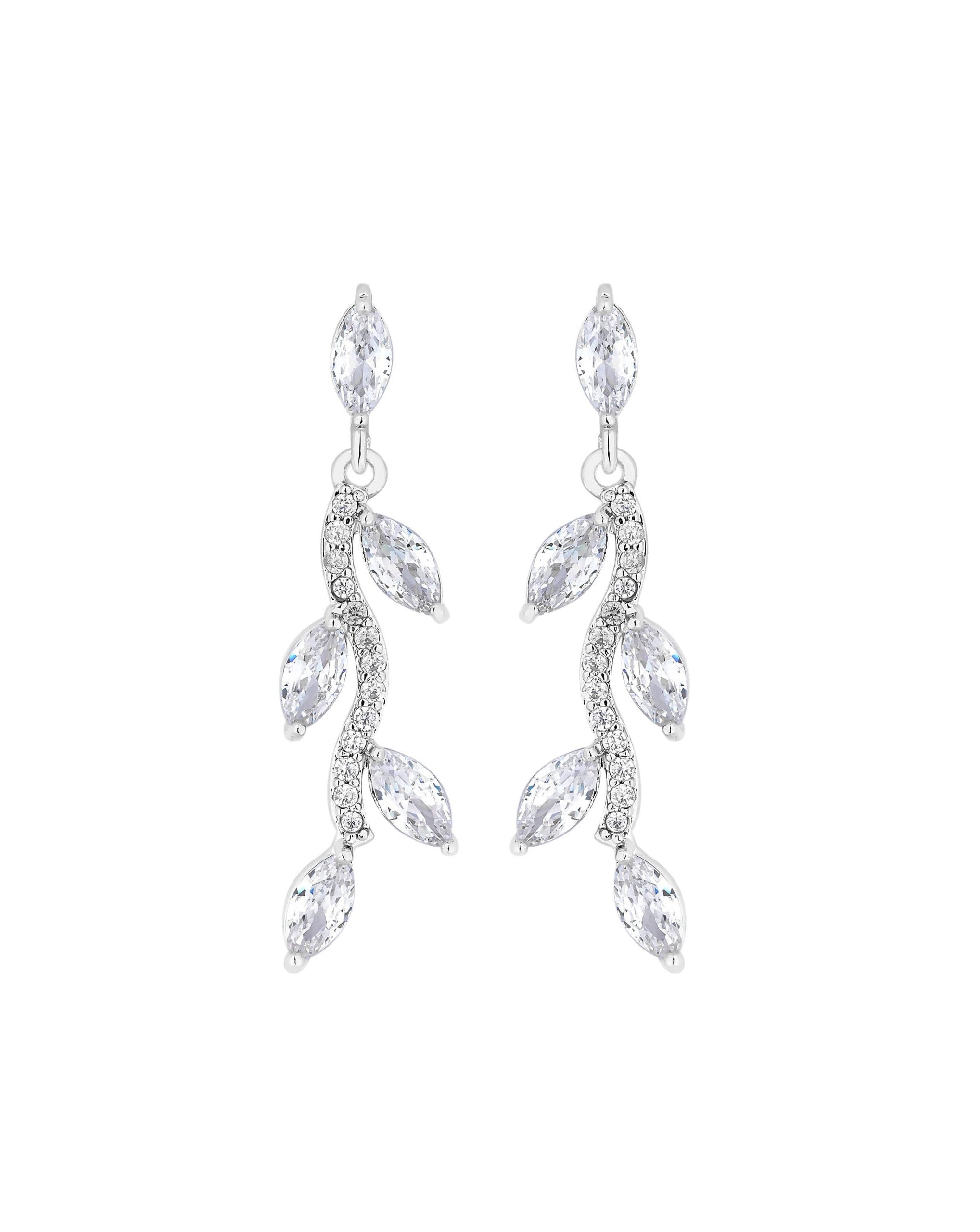 Jon Richard Pave Wave Leaf Earrings